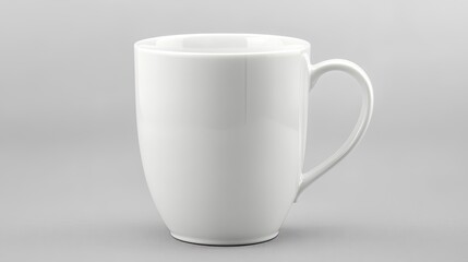 Obraz premium White ceramic mug on isolated light grey background. 