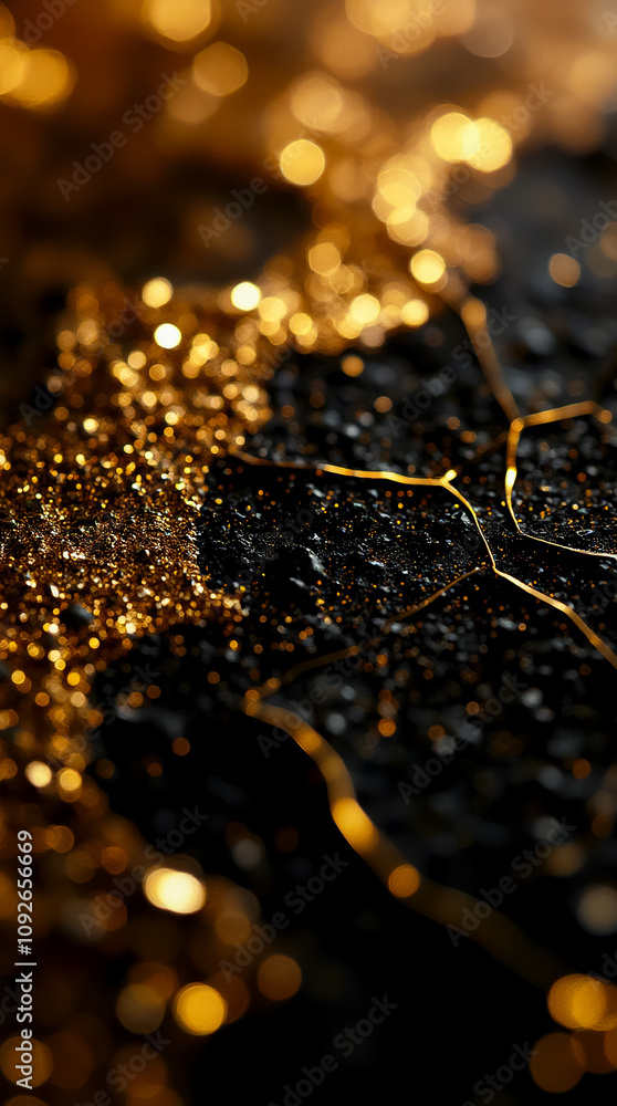 Aufkleber numerous small gold facets create a textured surface that reflects light, enhancing depth and visual