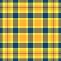 Stripped check vector background, net pattern textile tartan. Template plaid seamless texture fabric in amber and yellow colors.