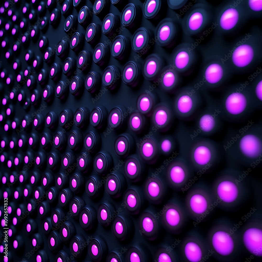 Poster abstract pattern of vibrant circular lights on dark background, creating a stunning visual display o
