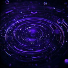 Abstract Purple Water Ripples with Droplets and Bubbles on Dark Background Capturing the Fluidity and Beauty of Nature's Elements in a Unique Composition