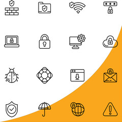 Web security icons on white background