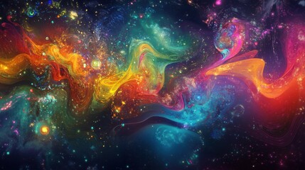 Colorful fluid shapes blending into a psychedelic gradient