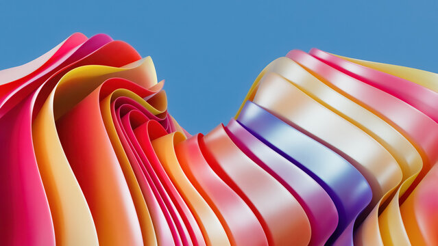 Vibrant 3D Abstract Layers in a Colorful Wave Formation
