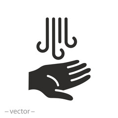 air dryer for hands, hand drying icon, flat vector illustration