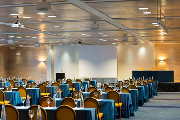 Spacious conference room with elegant setup for events