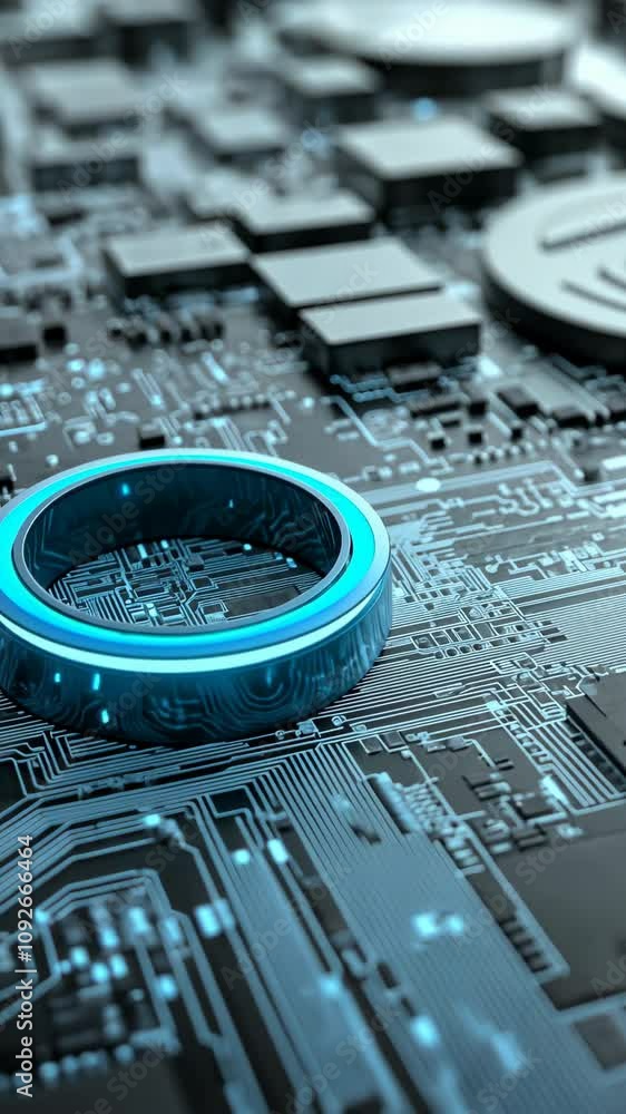 Aufkleber a detailed view of a circuit board, emphasizing its complex network of pathways