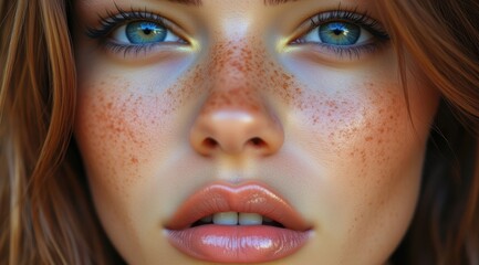 Close-up of a woman with freckles