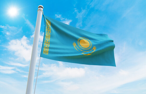 Kazakhstan Flag Photo, High-Quality Image of Kazakhstan Flag. Waving Kazakhstan Flag