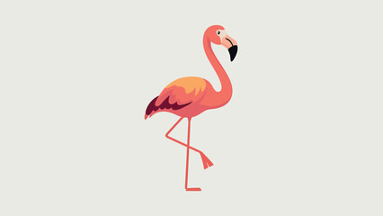 Colorful Flamingo Illustration Standing Gracefully On One Leg 