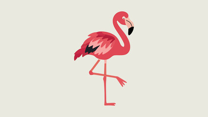 Colorful Flamingo Illustration Standing Gracefully On One Leg 