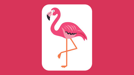 Colorful Flamingo Illustration Standing Gracefully On One Leg 
