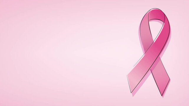Beast cancer awareness background with pink ribbon and empty space for text, motion graphic design  