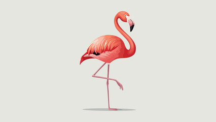 Colorful Flamingo Illustration Standing Gracefully On One Leg 