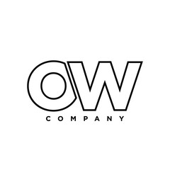 Letter O and W, OW logo design template. Minimal monogram initial based logotype.