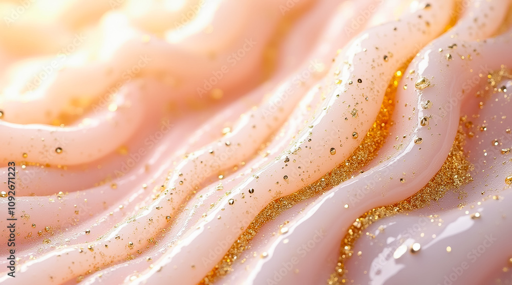 Poster soft pink swirls with gold facets create an enchanting abstract pattern that captivates the viewer