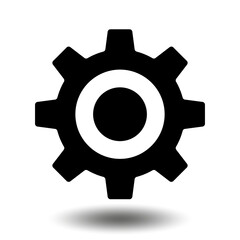 Black gear icon. Machine sprocket gear icon. Flat design. Vector cogwheel sign symbol on a white background.