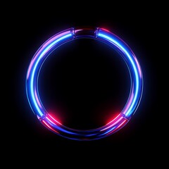 Obraz premium Illuminated Neon Circle on Black Background, Vibrant Colorful Light Display for Abstract Art, Nightlife Themes, and Modern Design Projects