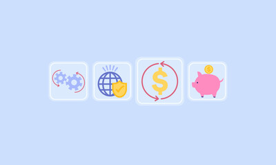 Fototapeta premium Financial Processes and Security Concept Icons