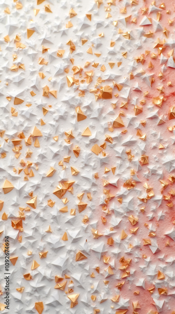 Poster textured surface is covered with small triangular and polygon gold facets, creating a striking visua