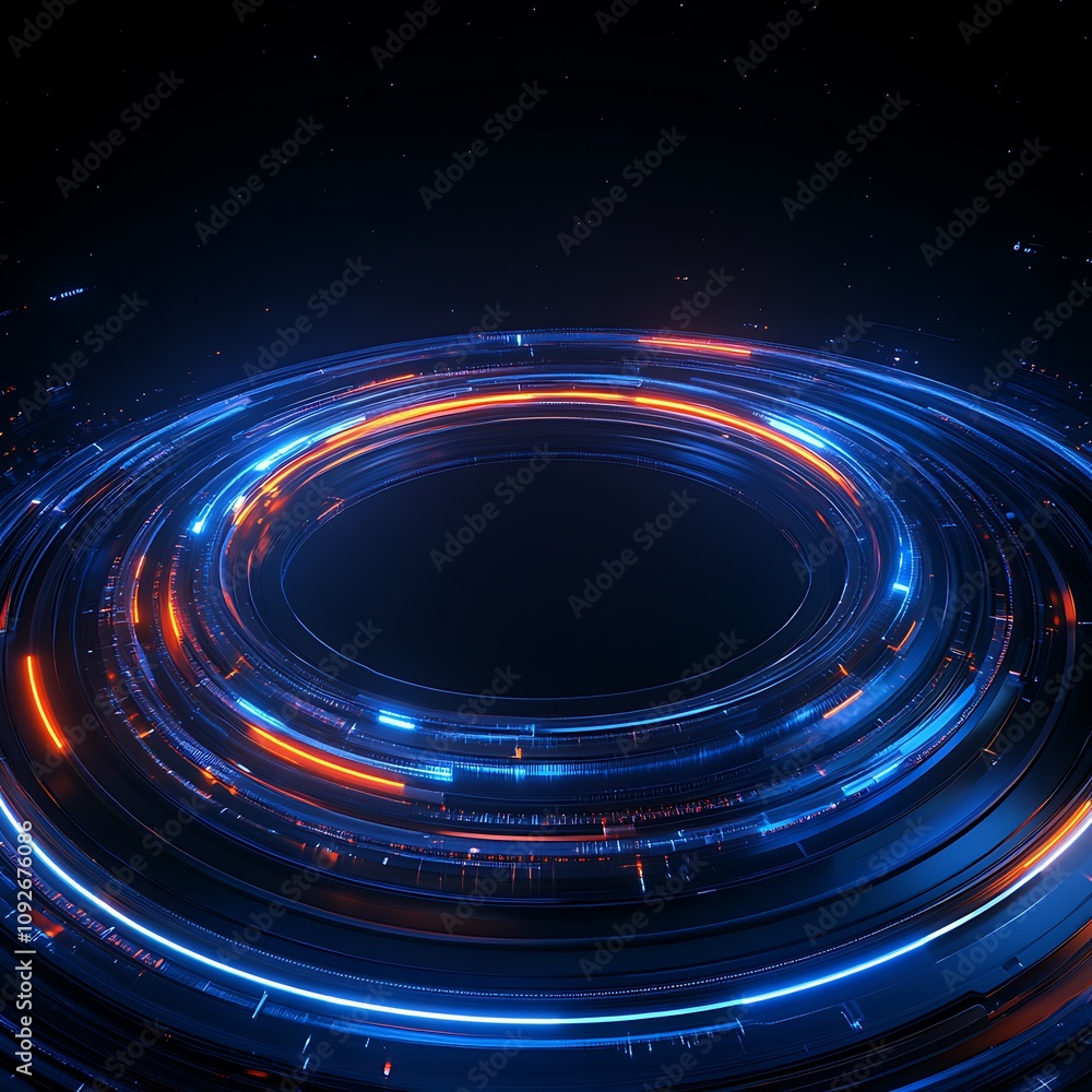 Aufkleber vibrant futuristic abstract background with colorful circular lines and glowing light effect for tec