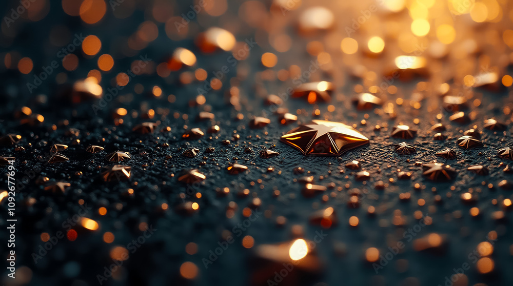 Poster a vibrant collection of small triangular and polygonal shapes creates a textured surface glistening 