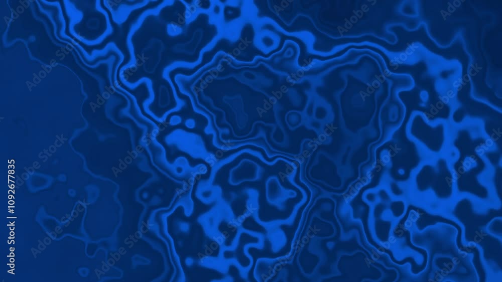 Poster abstract blue fractal background with fluid liquid motion and pulsating glows in a serene, ethereal 
