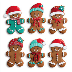 Fototapeta premium Colorful and whimsical gingerbread men in festive attire