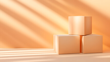 Kraft Paper Box Storage Mockup in a Minimalist Environment with Natural Light Effects