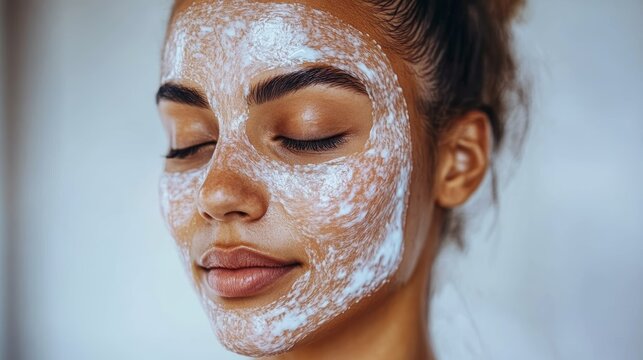 Close up of a client enjoying a facial treatment with AI skin analysis technology enhancing skincare precision