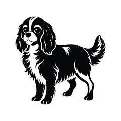 Modern Cavalier King Charles Spaniel Silhouette Vector Artwork