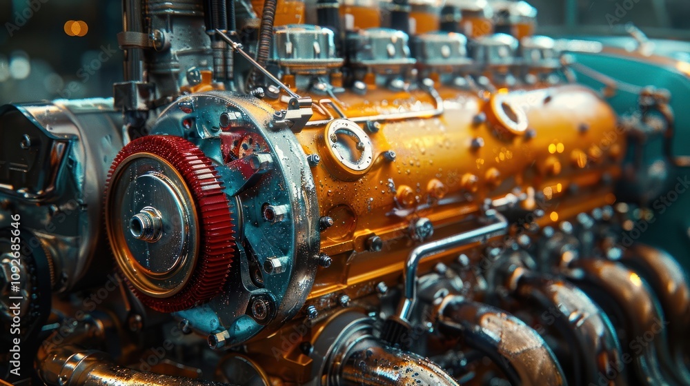 Poster Engine maintenance techniques automotive workshop tutorial video indoor setting close-up view
