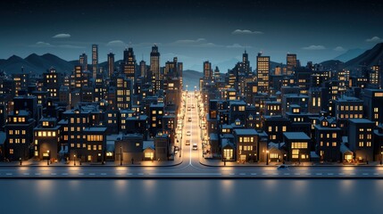Fototapeta premium Transforming city nights renewable energy-powered urban grid vibrant nighttime cityscape futuristic environment innovative concept