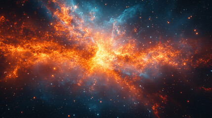 Naklejka premium Vibrant explosion of colors in deep space captures the beauty of a distant galaxy. Generative AI