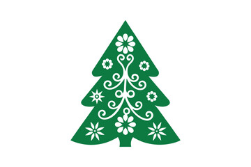   floral christmas tree green color silhouette Illustrator Artwork.