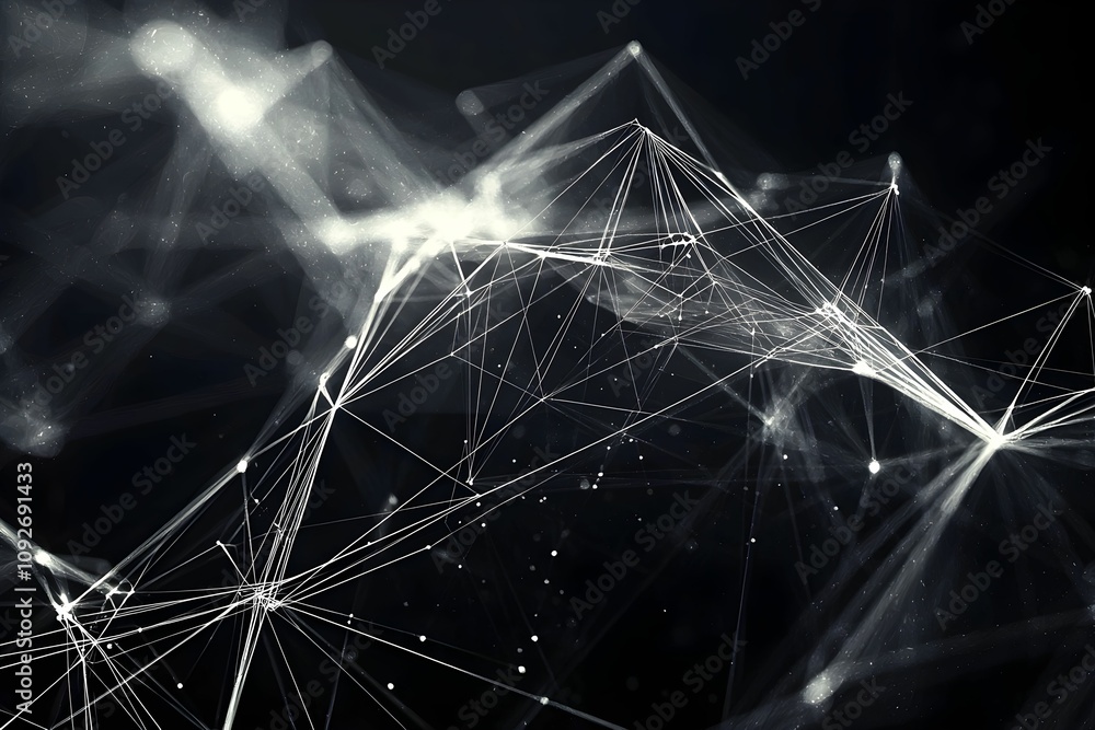 Aufkleber abstract representation of a network in a dark environment