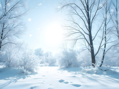 Create a shining blue winter background with frozen scenery.