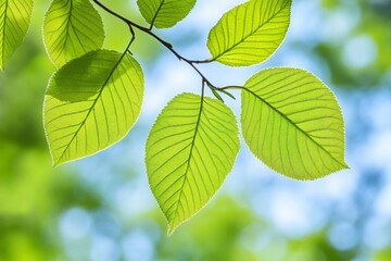 Fototapeta premium A nature-inspired aesthetic of sunlight filtering through lush green leaves, creating beautiful patterns of light and shadow