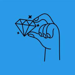 Vector simple linear illustration, hand poster, logo, print design template, hand drawn like gesture in minimal modern art style