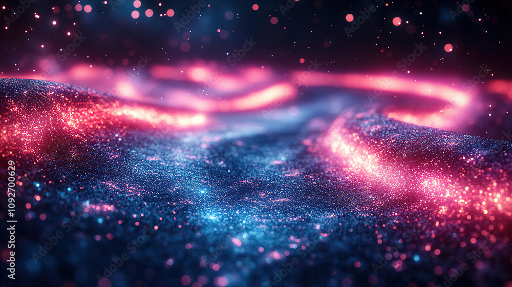 Aufkleber colorful cosmic landscape with glittering particles creating a stunning visual effect during a deep 