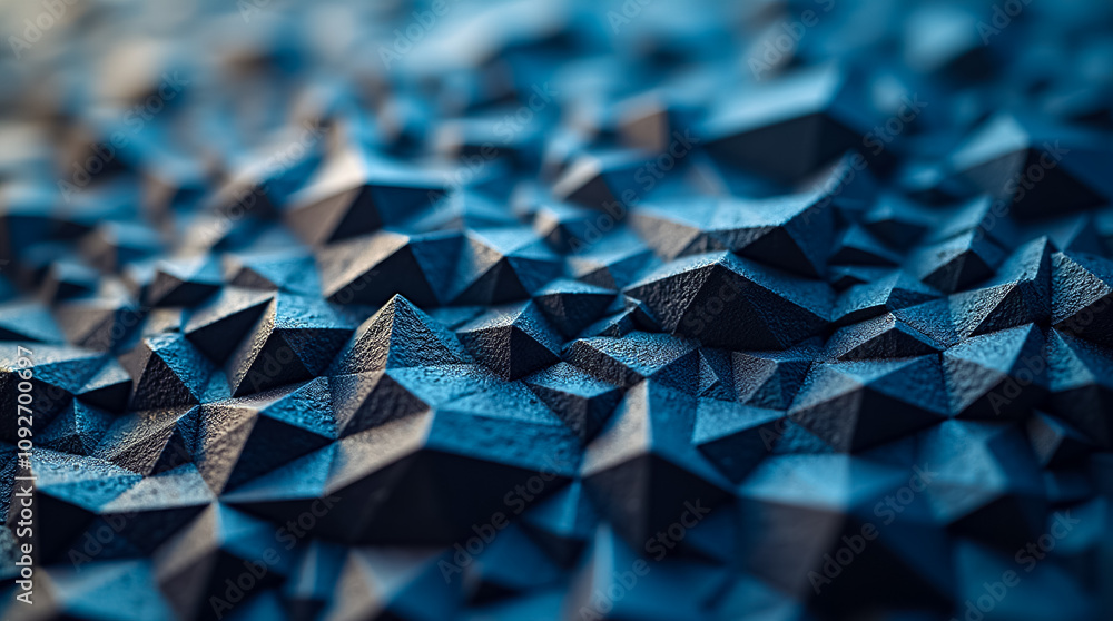 Poster close-up view of a richly textured surface made up of small triangular and polygon shapes in varying