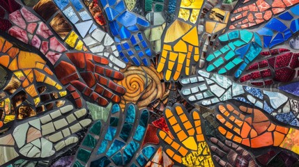 A mosaic of hands reaching out to form a bridge across divides