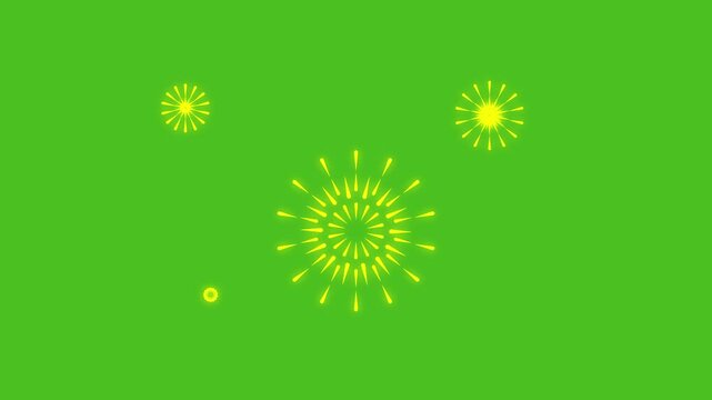 line shape animated, Graphic shape firework element on green background, line on yellow color animation, 4k video, sky line,
