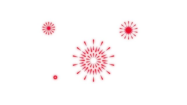 Fireworks on white background. 4k, sky, Abstract background Graphic shape firework element on black background