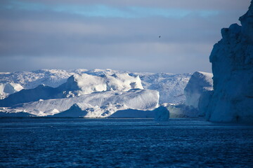 Icebergs in Ilulissat, Greenland in early winter