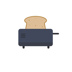 A toaster with toast flat design vector illustration. Retro design element for kitchen