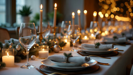 Elegant Holiday Dining Decor with Intricate Table Settings