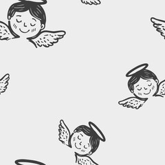 Seamless Christmas cute angels  vector pattern for festive design	

