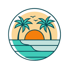 Beach view logo design template