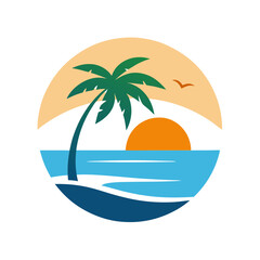 Beach view logo design template
